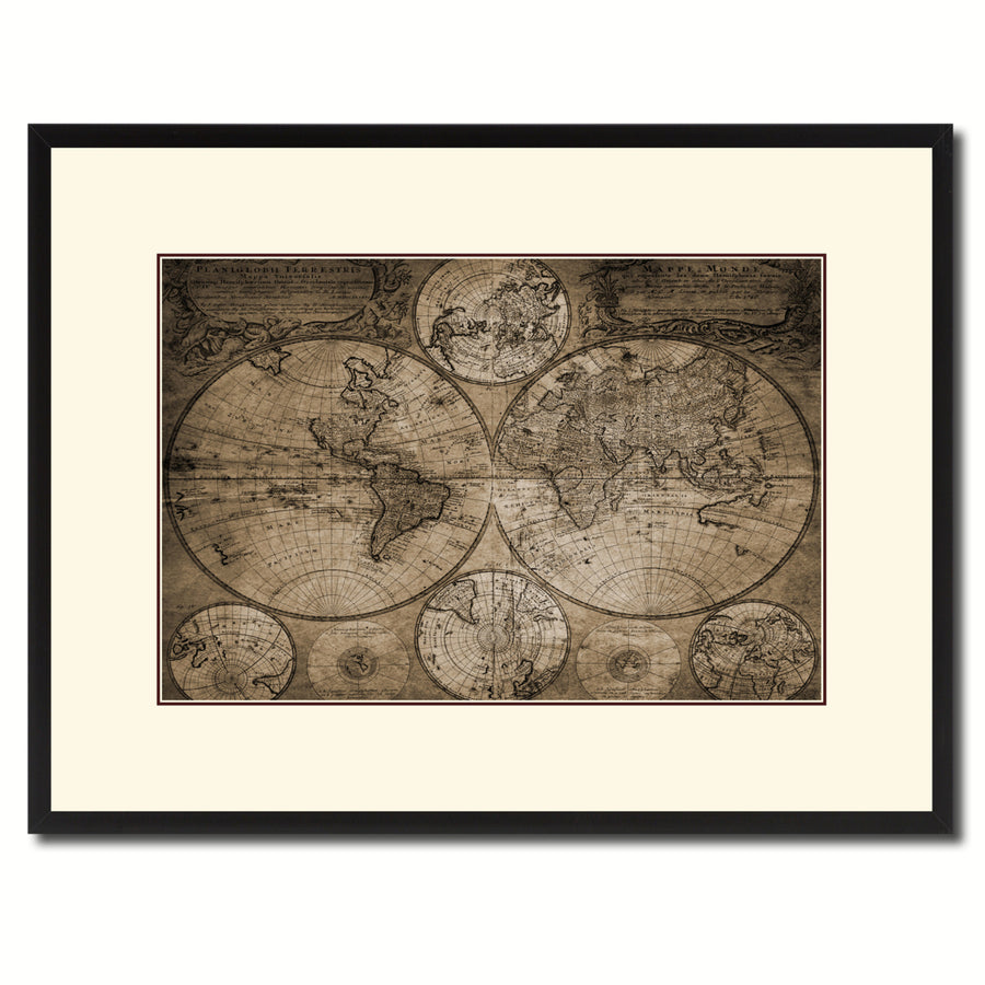 Johann Baptist Homann Vintage Sepia Map Canvas Print with Picture Frame Gifts  Wall Art Decoration Image 1