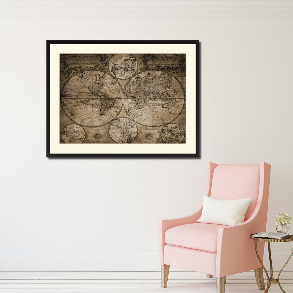 Johann Baptist Homann Vintage Sepia Map Canvas Print with Picture Frame Gifts  Wall Art Decoration Image 2