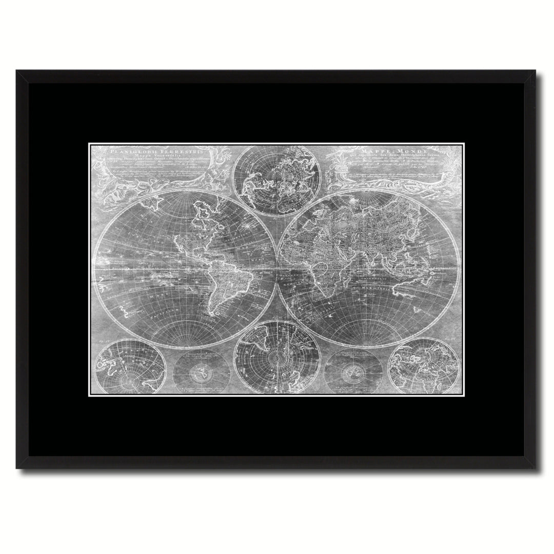 Johann Baptist Homann Vintage Monochrome Map Canvas Print with Gifts Picture Frame  Wall Art Image 1