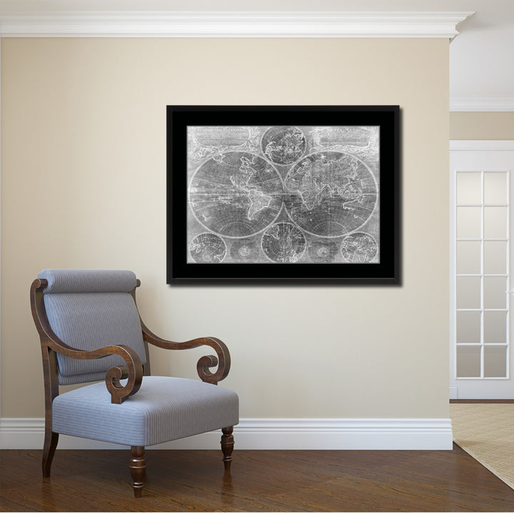 Johann Baptist Homann Vintage Monochrome Map Canvas Print with Gifts Picture Frame  Wall Art Image 2