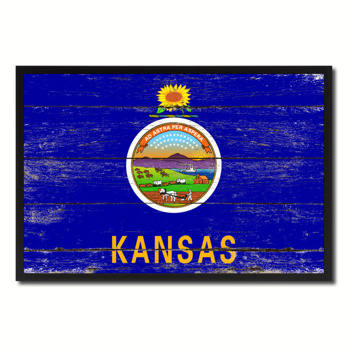 Kansas Flag Canvas Print with Picture Frame Gift Ideas  Wall Art Decoration Image 1