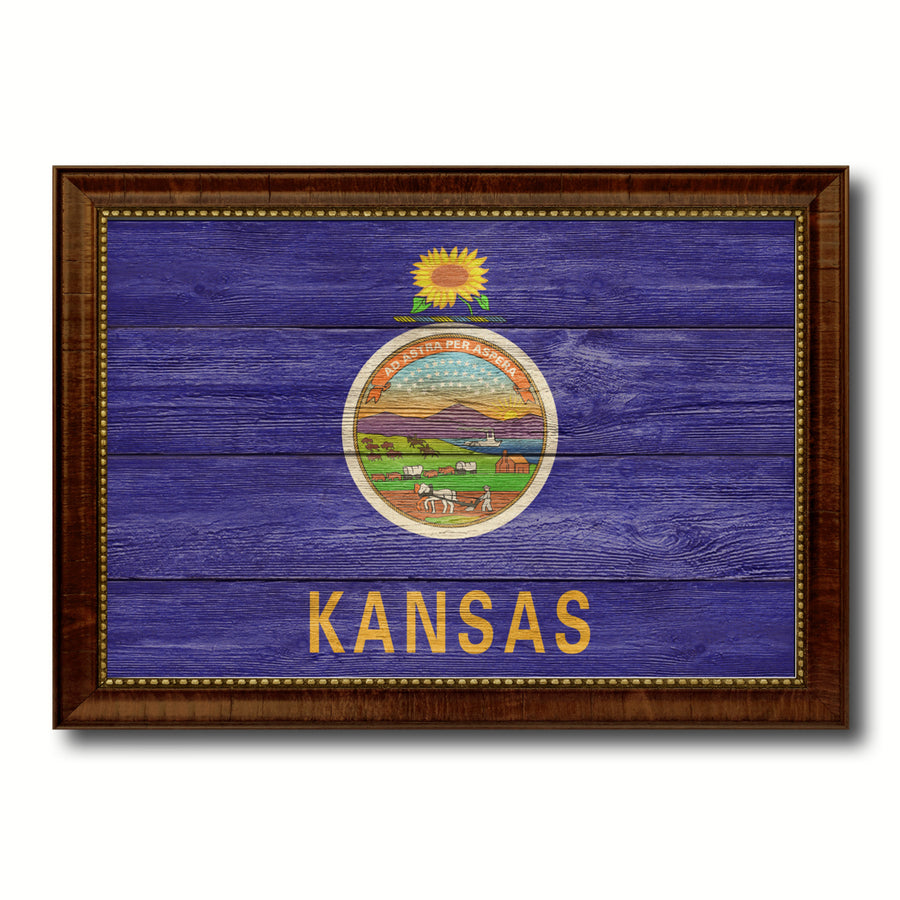 Kansas Texture Flag Canvas Print with Picture Frame Gift Ideas  Wall Art Decoration Image 1