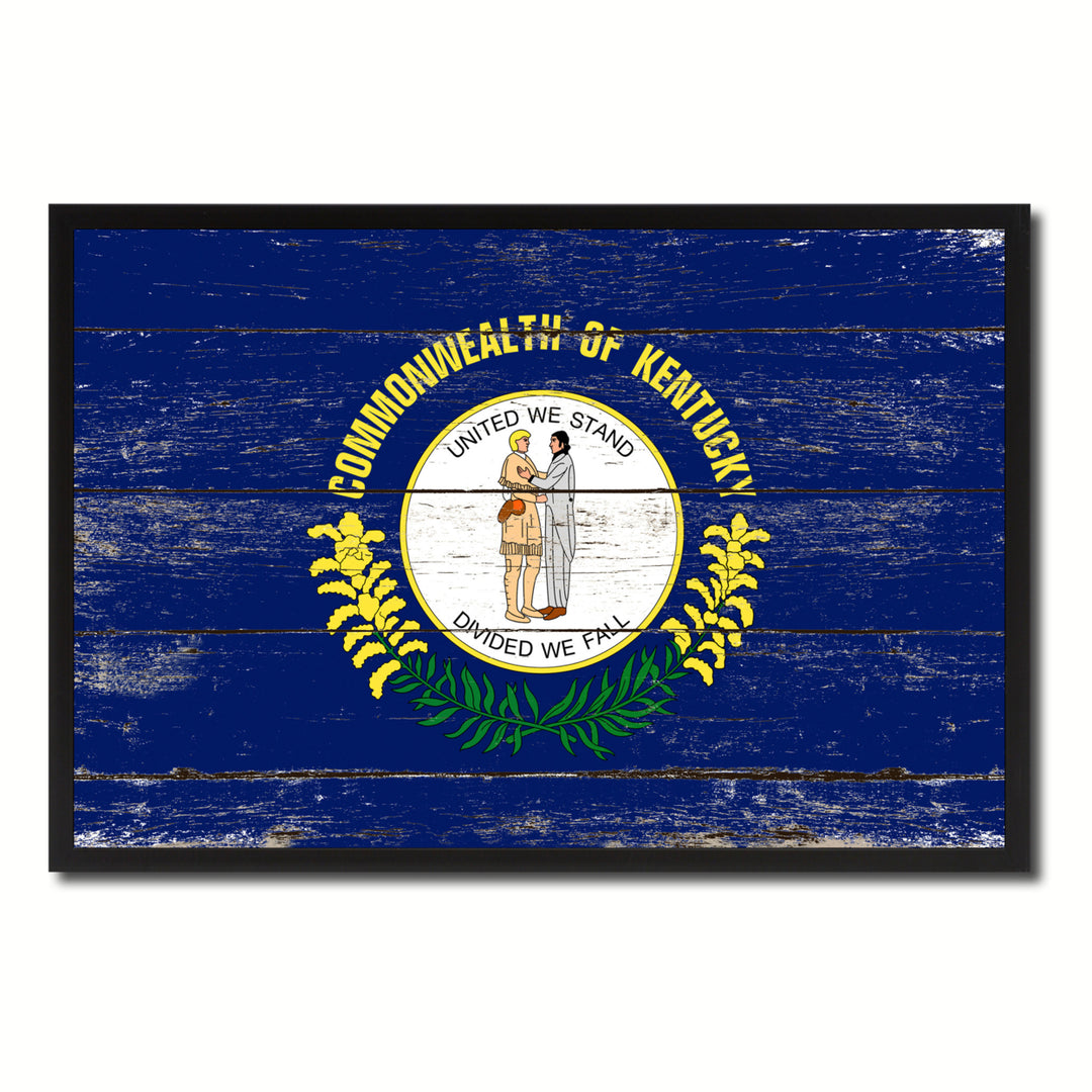 Kentucky Flag Canvas Print with Picture Frame Gift Ideas  Wall Art Decoration Image 1