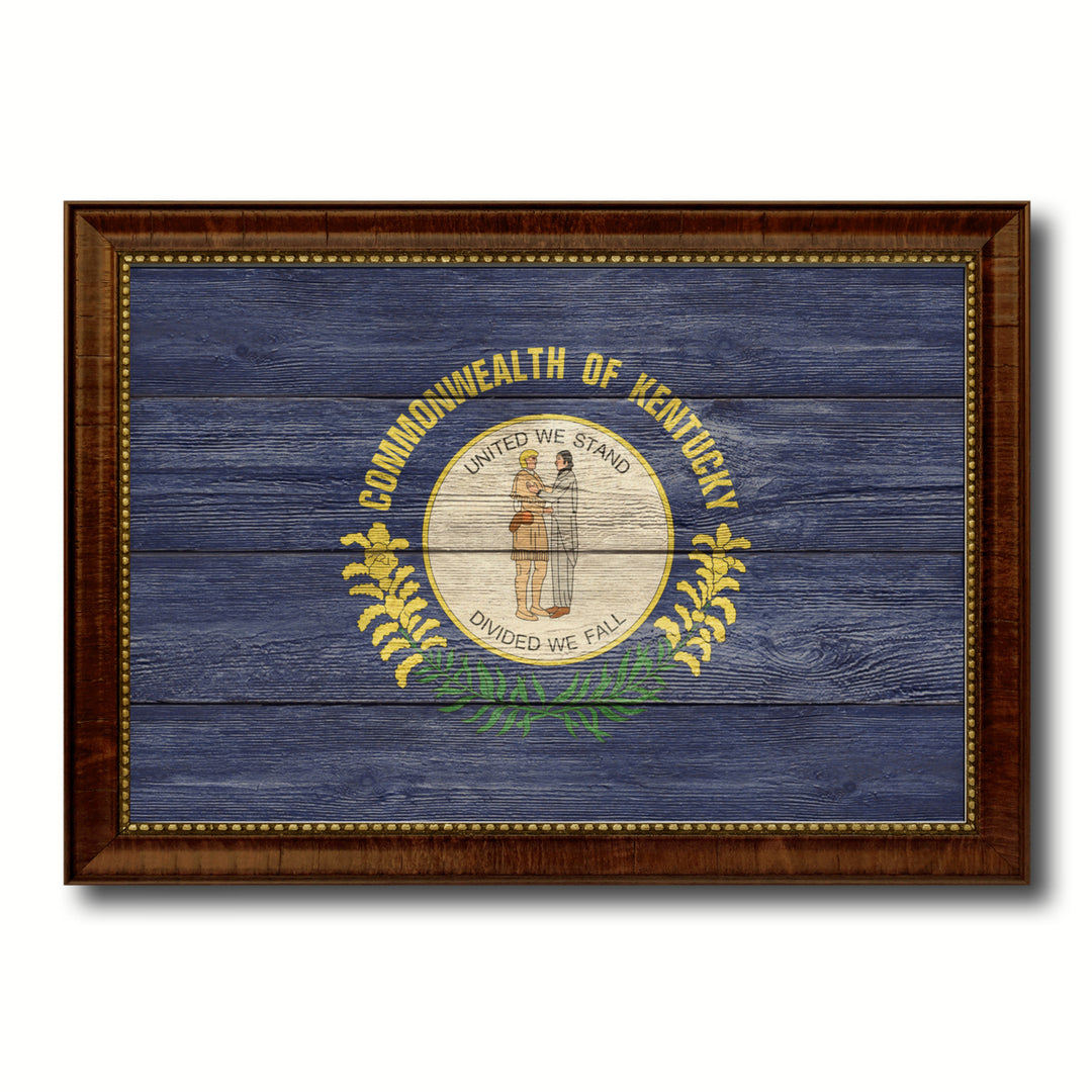 Kentucky Texture Flag Canvas Print with Picture Frame Gift Ideas  Wall Art Decoration Image 1