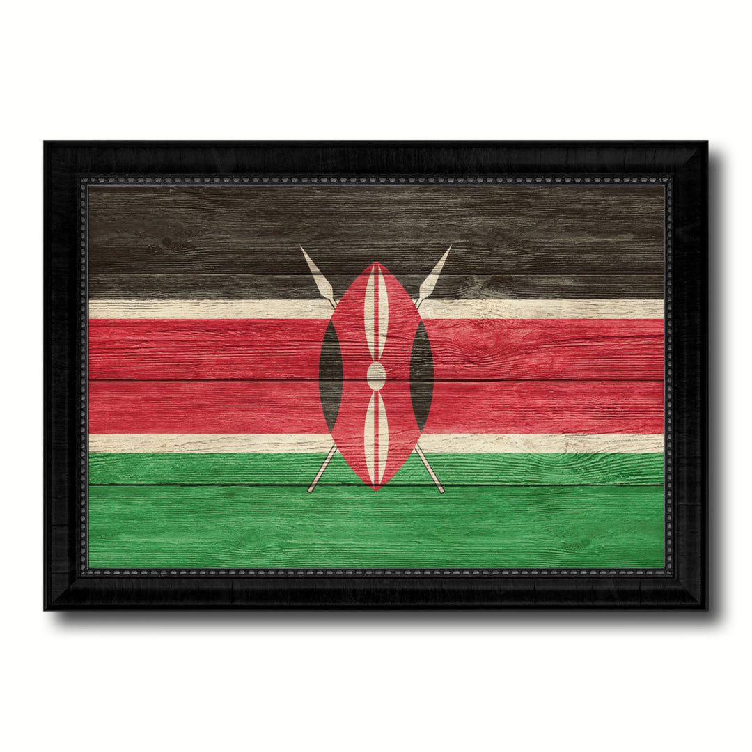 Kenya Country Flag Texture Canvas Print with Picture Frame  Wall Art Gift Ideas Image 1