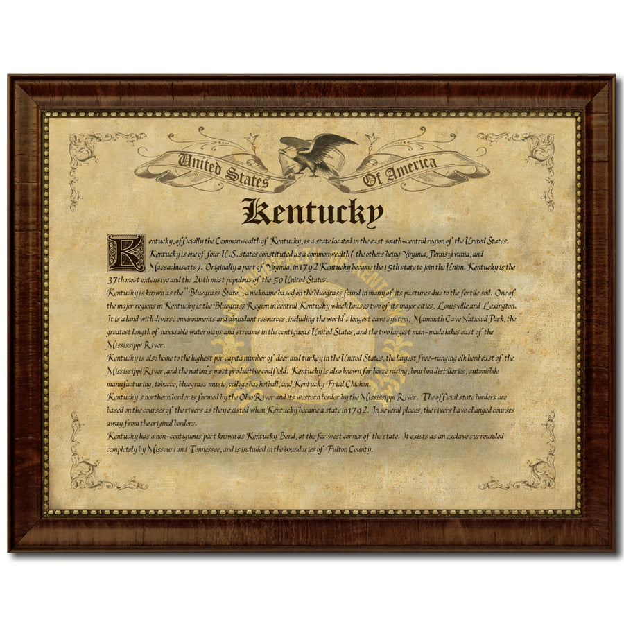 Kentucky State Vintage History Flag Canvas Print with Picture Frame  Wall Art Decoration Gift Ideas Image 1