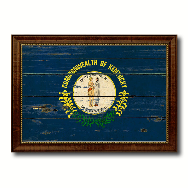 Kentucky Vintage Flag Canvas Print with Picture Frame Gift Ideas  Wall Art Decoration Image 1