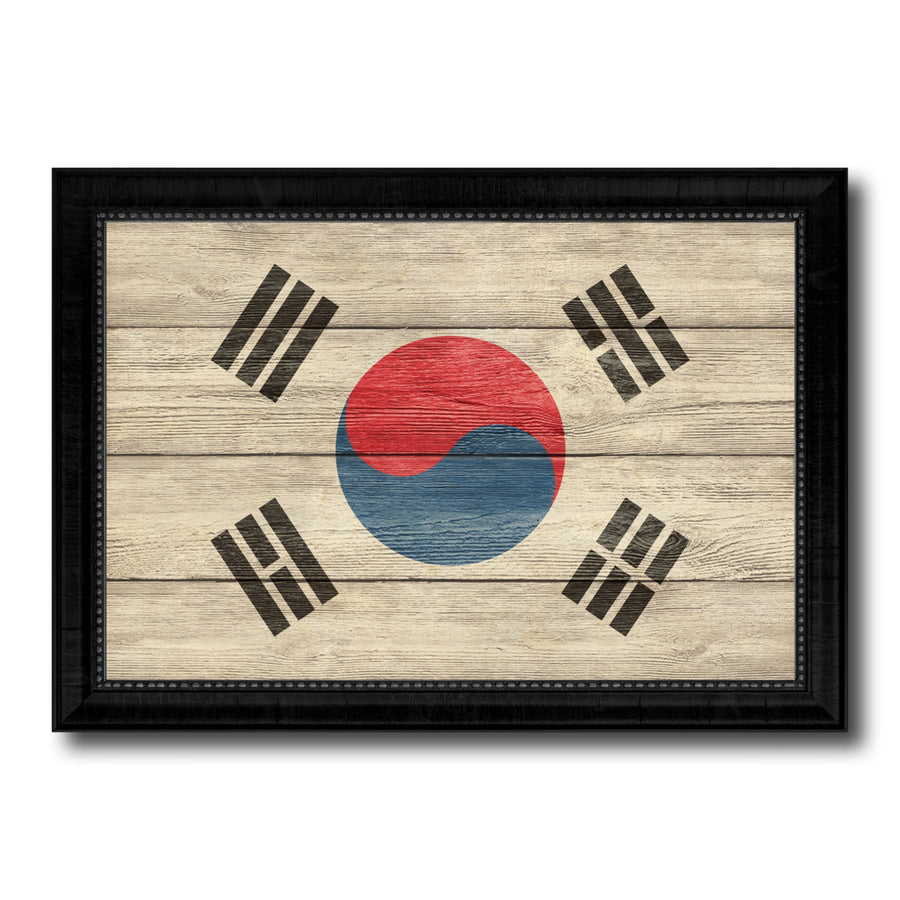 Korea Country Flag Texture Canvas Print with Picture Frame  Wall Art Gift Ideas Image 1