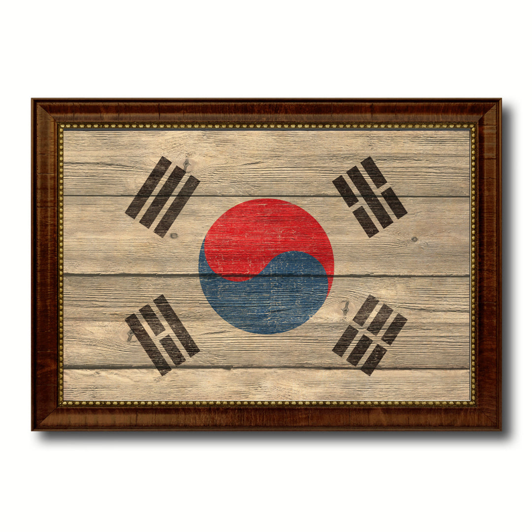 Korea Country Flag Texture Canvas Print with Custom Frame  Gift Ideas Wall Decoration Image 1