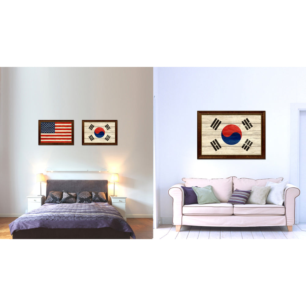 Korea Country Flag Texture Canvas Print with Custom Frame  Gift Ideas Wall Decoration Image 2