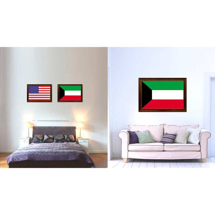 Kuwait Country Flag Canvas Print with Picture Frame  Gifts Wall Image 2