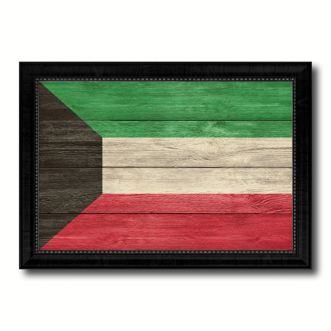 Kuwait Country Flag Texture Canvas Print with Picture Frame  Wall Art Gift Ideas Image 1