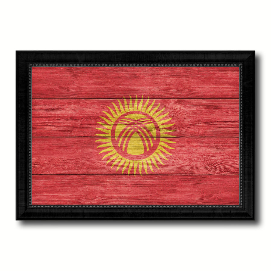 Kyrgyzstan Country Flag Texture Canvas Print with Picture Frame  Wall Art Gift Ideas Image 1