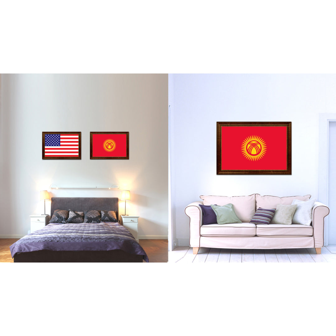 Kyrgyzstan Country Flag Canvas Print with Picture Frame  Gifts Wall Image 2