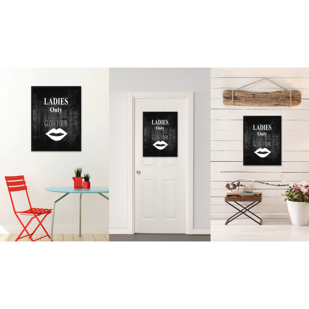 Ladies Only Funny Sign Black Canvas Print with Picture Frame Gift Ideas  Wall Art Gifts 91872 Image 2
