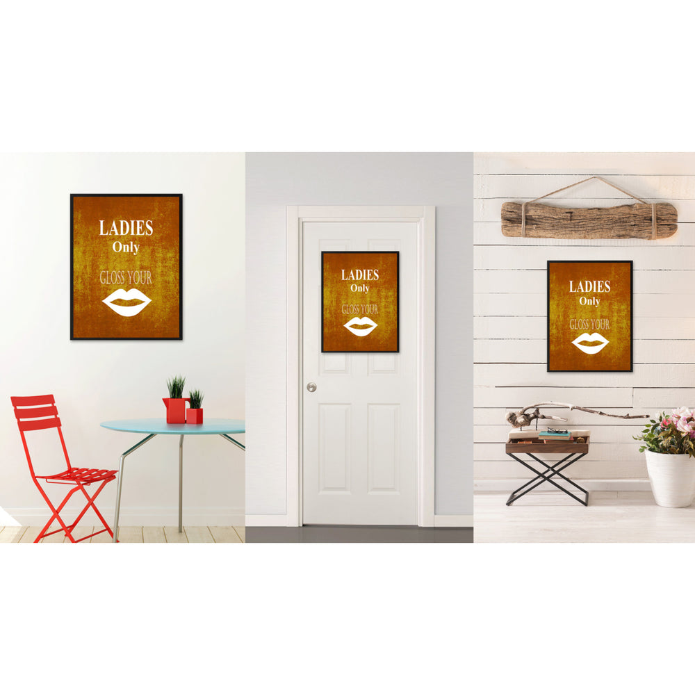 Ladies Only Funny Sign Brown Canvas Print with Picture Frame Gift Ideas  Wall Art Gifts 91874 Image 2