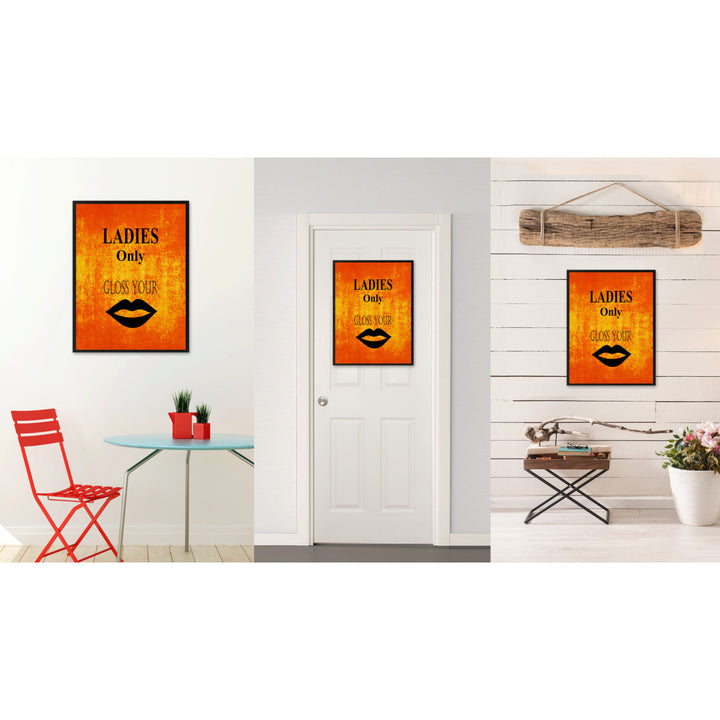 Ladies Only Funny Sign Orange Canvas Print with Picture Frame Gift Ideas  Wall Art Gifts 91876 Image 2