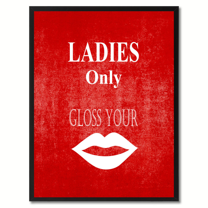 Ladies Only Funny Sign Red Canvas Print with Picture Frame Gift Ideas  Wall Art Gifts 91878 Image 1