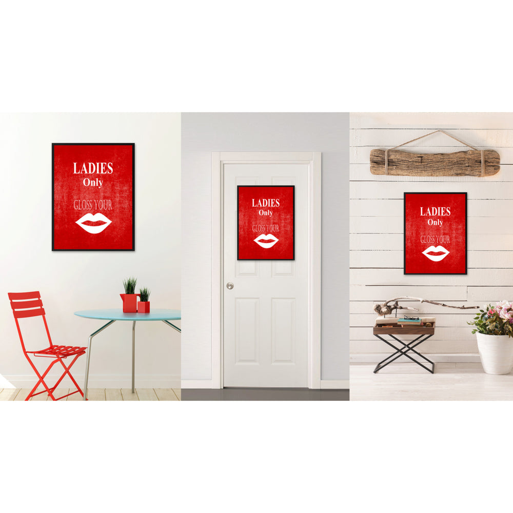 Ladies Only Funny Sign Red Canvas Print with Picture Frame Gift Ideas  Wall Art Gifts 91878 Image 2