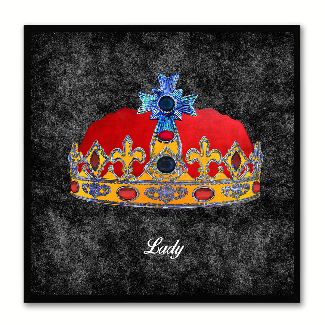 Lady Black Canvas Print Black Frame Kids Bedroom Wall Image 1