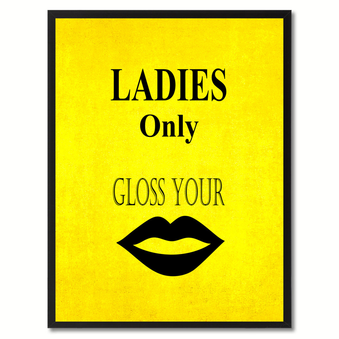 Ladies Only Funny Sign Yellow Canvas Print with Picture Frame Gift Ideas  Wall Art Gifts 91880 Image 1