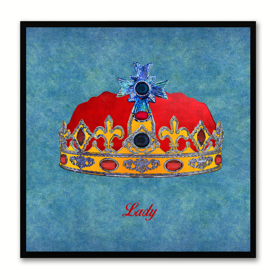Lady Blue Canvas Print Black Frame Kids Bedroom Wall Image 1