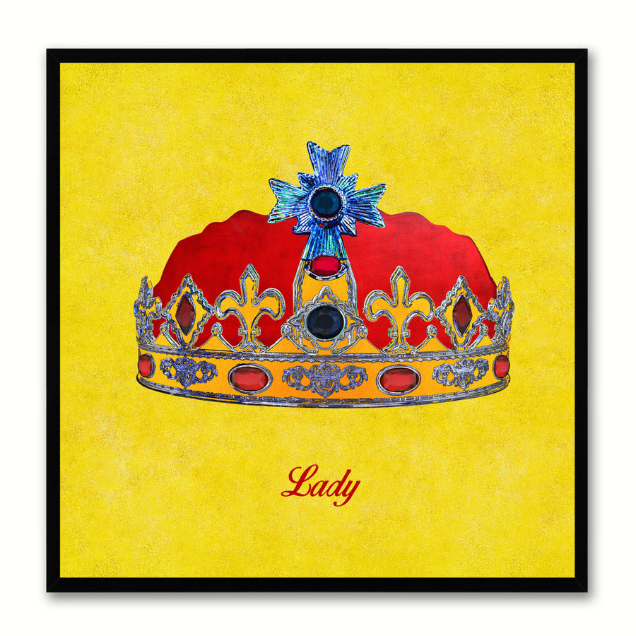 Lady Yellow Canvas Print Black Frame Kids Bedroom Wall Image 1