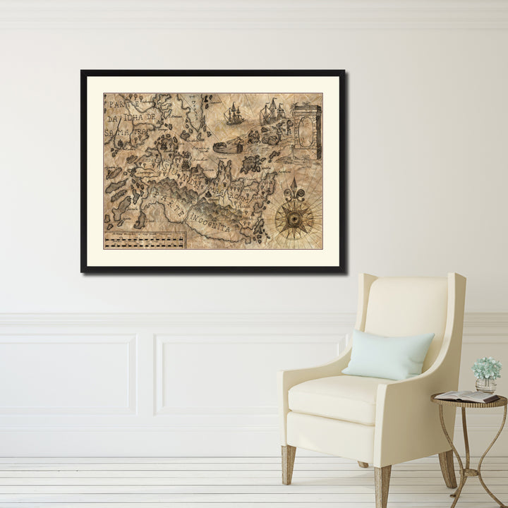 Land Vintage Antique Map Wall Art  Gift Ideas Canvas Print Custom Picture Frame Image 4