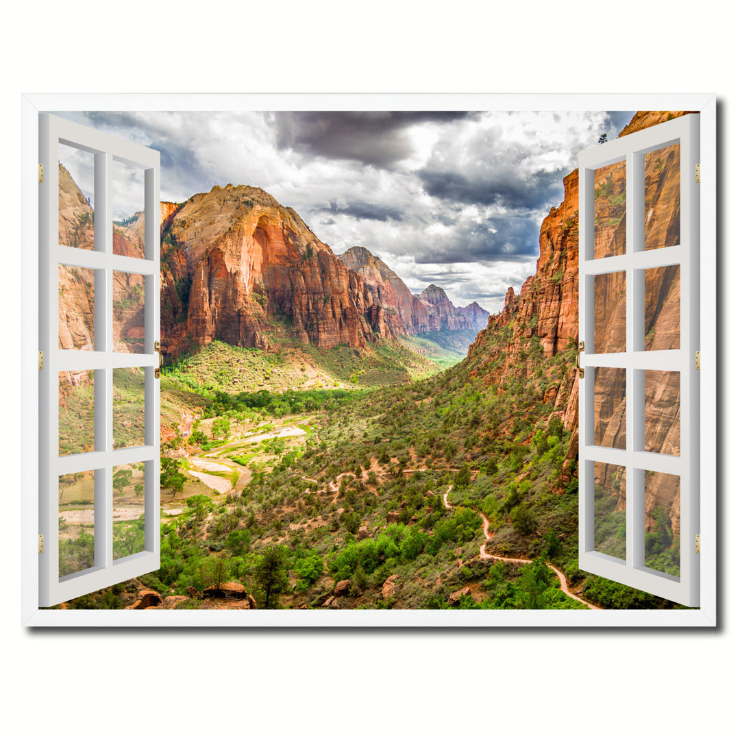 Landscape Zion Park Picture 3D French Window Canvas Print  Wall Frames Image 1