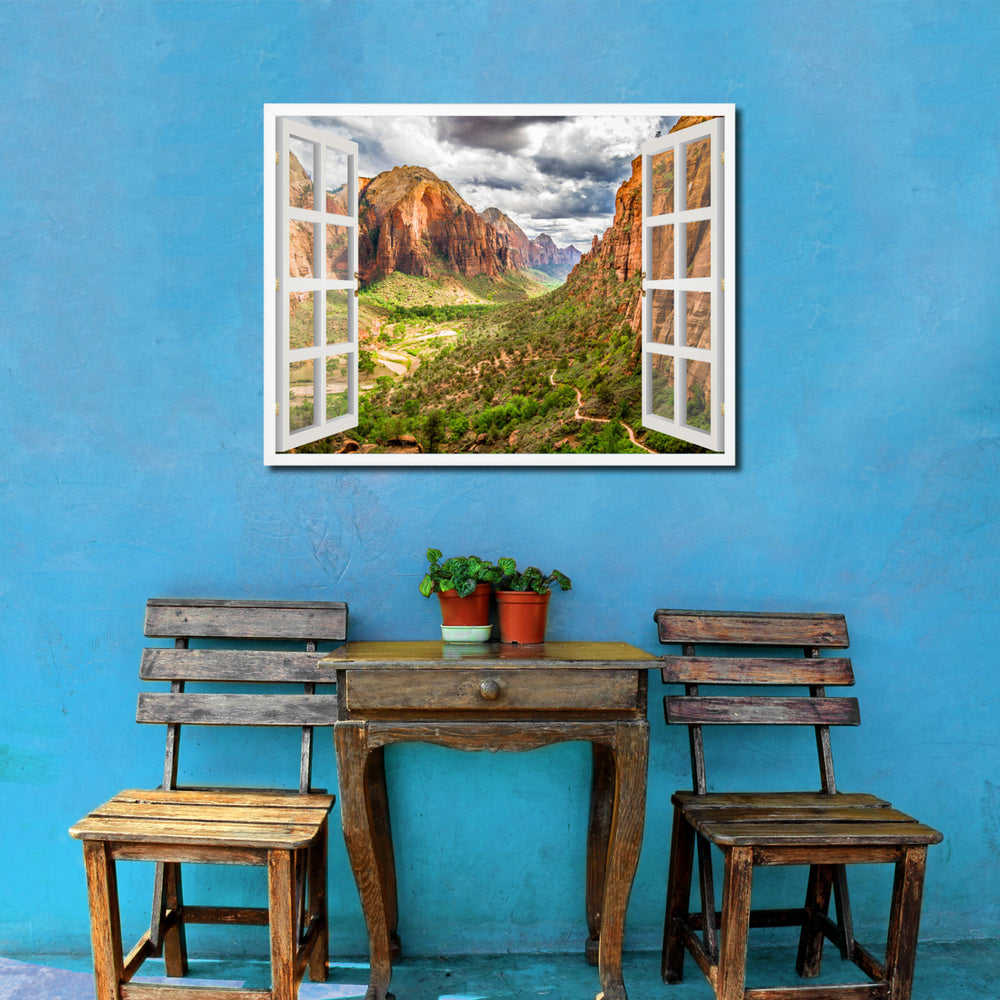 Landscape Zion Park Picture 3D French Window Canvas Print  Wall Frames Image 2