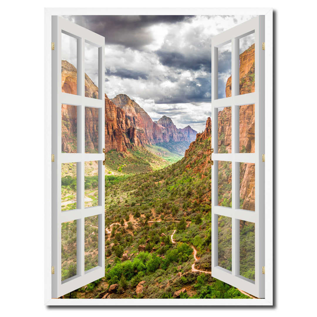 Landscape Zion Park Picture 3D French Window Canvas Print Gifts  Wall Frames Image 1