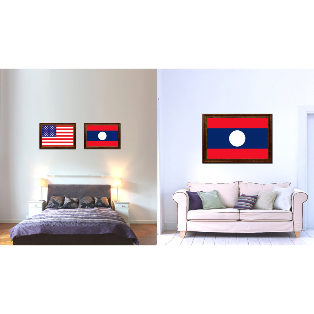 Laos Country Flag Canvas Print with Picture Frame  Gifts Wall Image 2