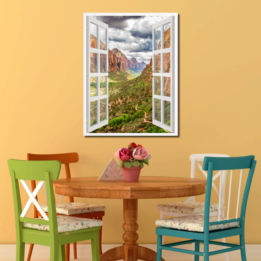 Landscape Zion Park Picture 3D French Window Canvas Print Gifts  Wall Frames Image 2