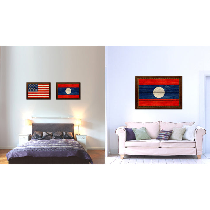 Laos Country Flag Texture Canvas Print with Custom Frame  Gift Ideas Wall Decoration Image 2