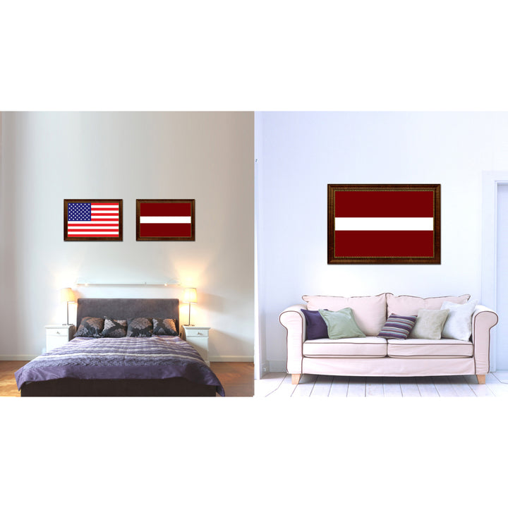 Latvia Country Flag Canvas Print with Picture Frame  Gifts Wall Image 2