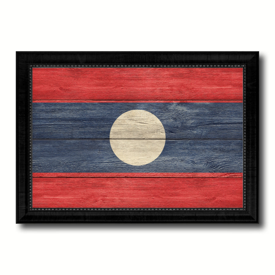 Laos Country Flag Texture Canvas Print with Picture Frame  Wall Art Gift Ideas Image 1
