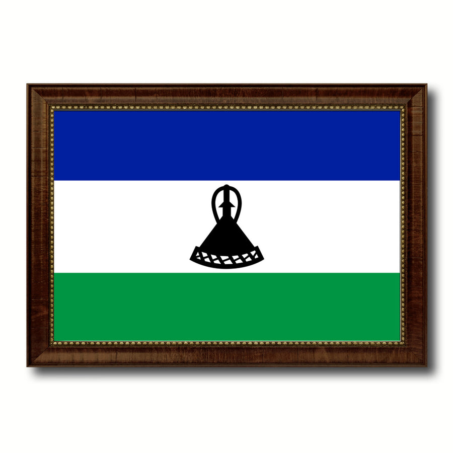 Lesotho Country Flag Canvas Print with Picture Frame  Gifts Wall Image 1
