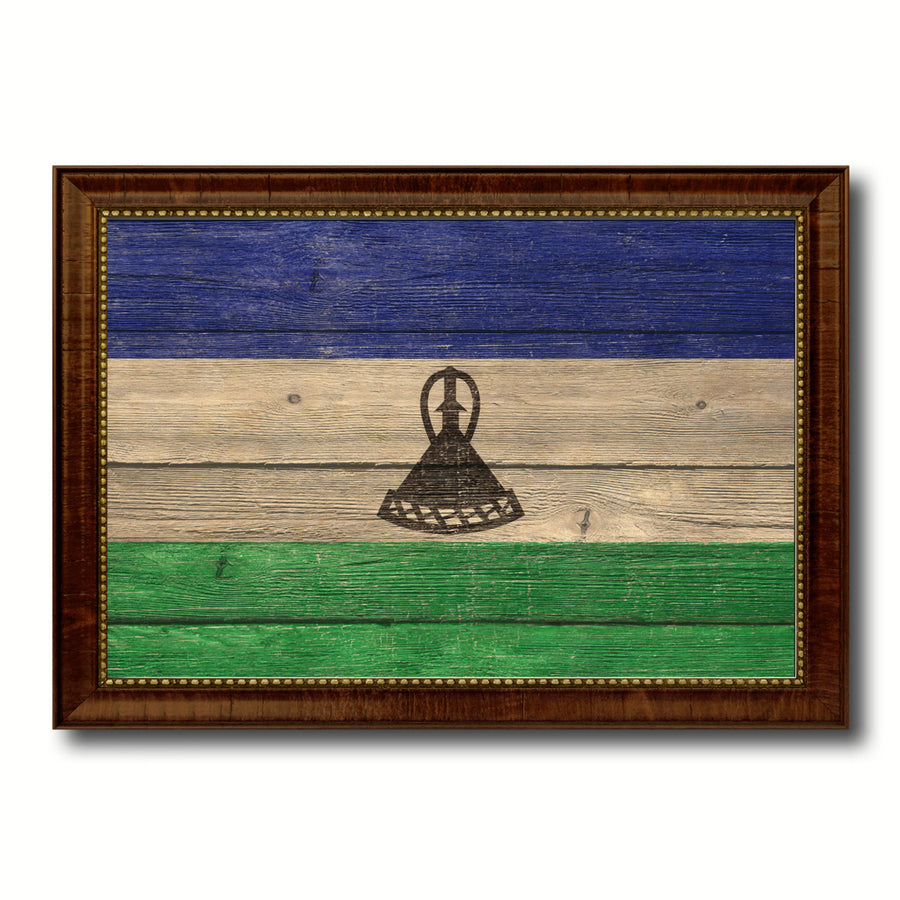 Lesotho Country Flag Texture Canvas Print with Custom Frame  Gift Ideas Wall Decoration Image 1