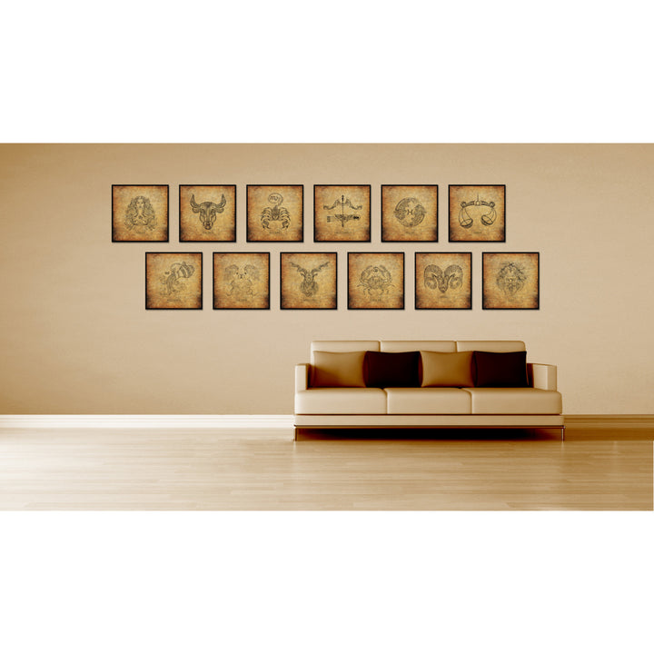 Leo Horoscope Brown Canvas Print with Black Custom Frame Image 3