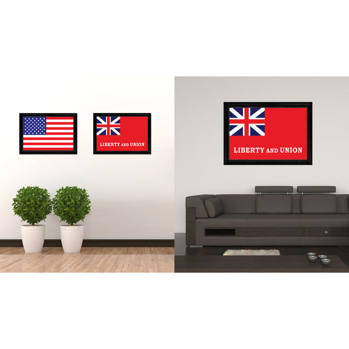 Liberty and Union Military Flag Canvas Print with Picture Frame Gifts  Wall Art Image 2
