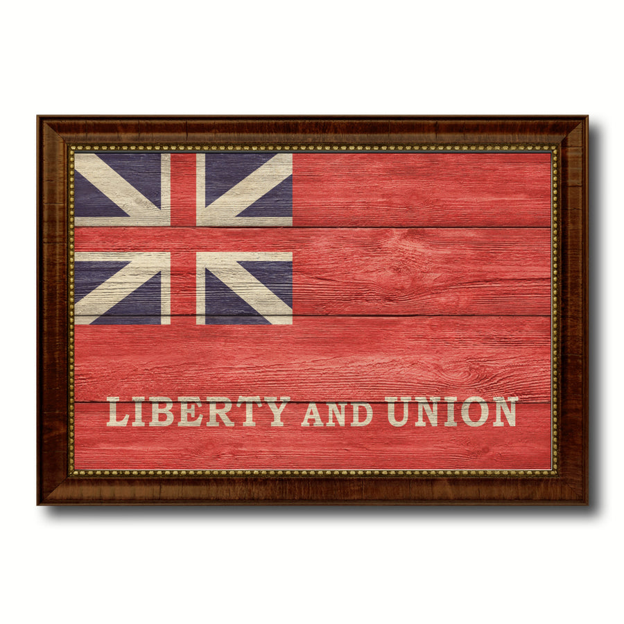 Liberty and Union Military Textured Flag Canvas Print with Picture Frame  Wall Art Gifts Image 1