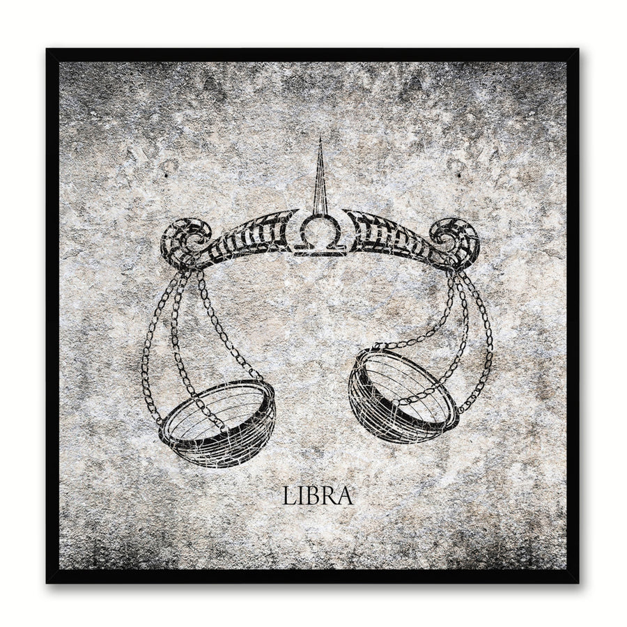 Libra Horoscope Black Canvas Print with Black Custom Frame Image 1