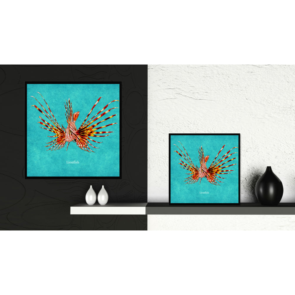 Lionfish Aqua Canvas Print with Picture Frames Office  Wall Art Gifts Image 2