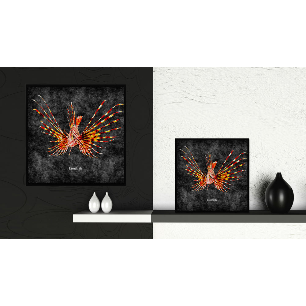 Lionfish Black Canvas Print with Picture Frames Office  Wall Art Gifts Image 2