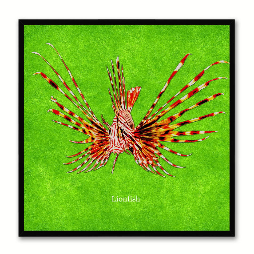 Lionfish Green Canvas Print with Picture Frames Office  Wall Art Gifts Image 1