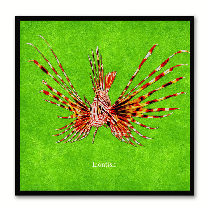 Lionfish Green Canvas Print with Picture Frames Office  Wall Art Gifts Image 1