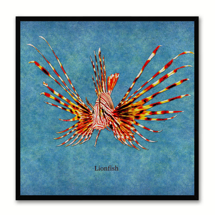 Lionfish Blue Canvas Print with Picture Frames Office  Wall Art Gifts Image 1