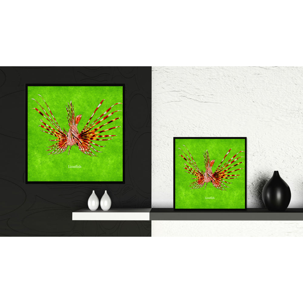 Lionfish Green Canvas Print with Picture Frames Office  Wall Art Gifts Image 2