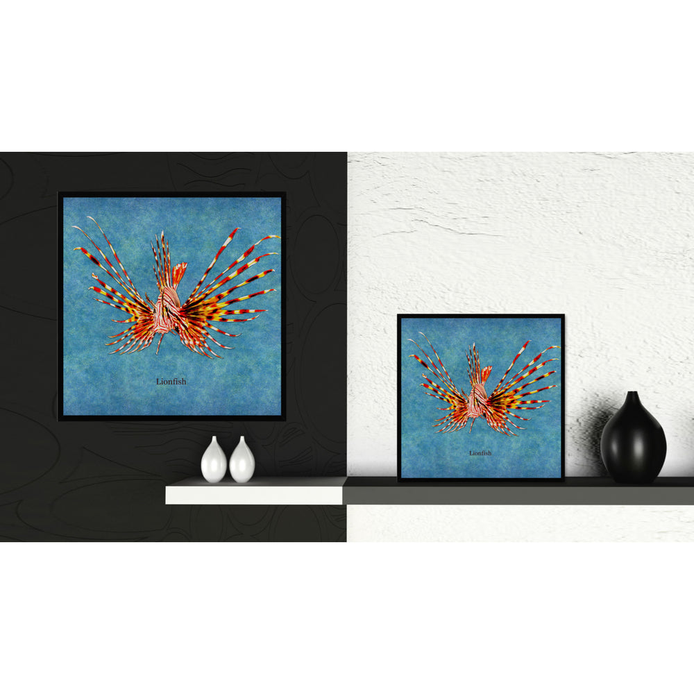Lionfish Blue Canvas Print with Picture Frames Office  Wall Art Gifts Image 2
