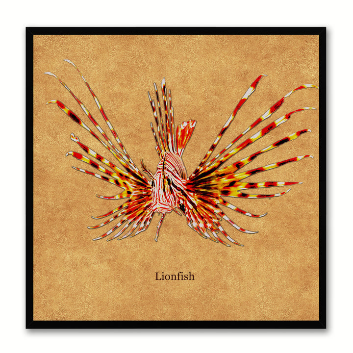 Lionfish Brown Canvas Print with Picture Frames Office  Wall Art Gifts Image 1